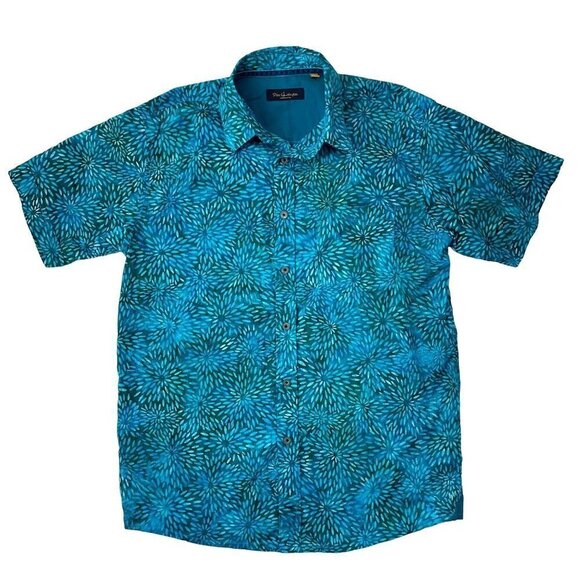 Pete Huntington Bali SMALL Handcrafted Batik AOP Tropical Casual Button Up Shirt - Picture 1 of 8